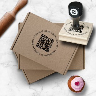 Custom QR Code Business Feedback Rubber Stamp