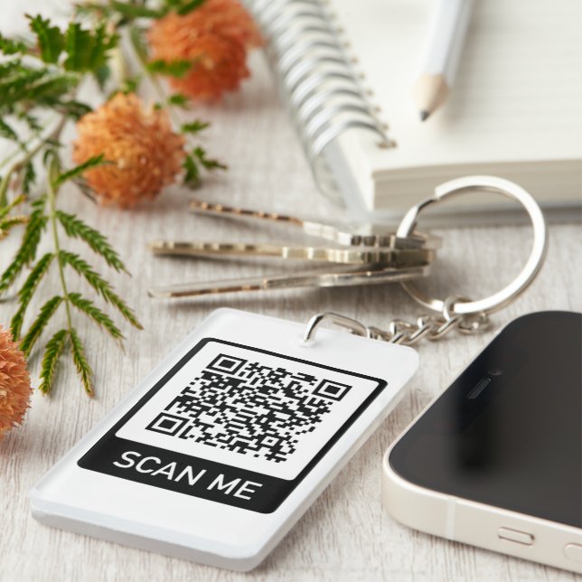 Custom QR Code business Key Ring (Front Right)