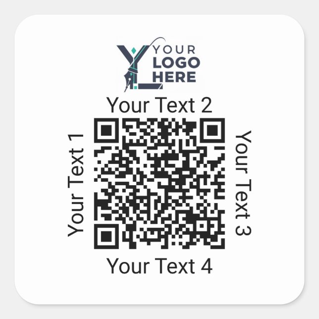 Custom QR Code Business Logo Branding Square Sticker (Front)
