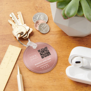 Custom QR Code Business Logo Website Social Media Key Ring