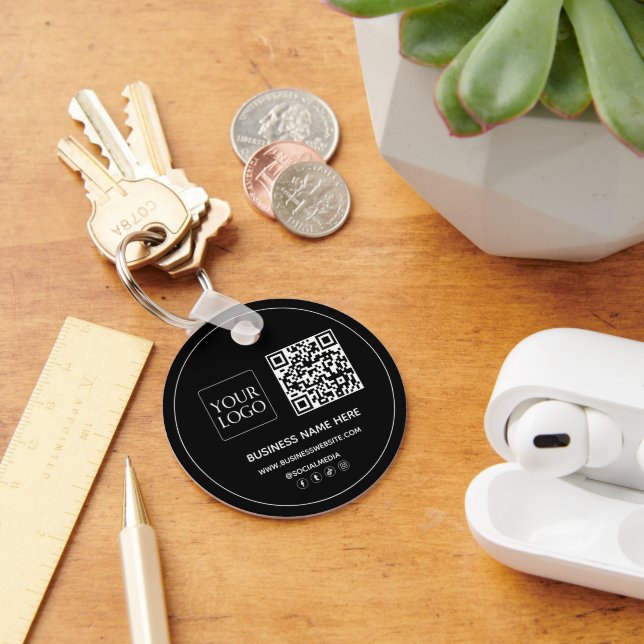 Custom QR Code Business Logo Website Social Media Key Ring (Desk)