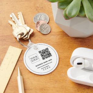 Custom QR Code Business Logo Website Social Media Key Ring