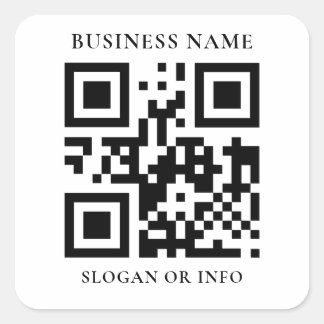 Custom QR Code Business Name Square Sticker