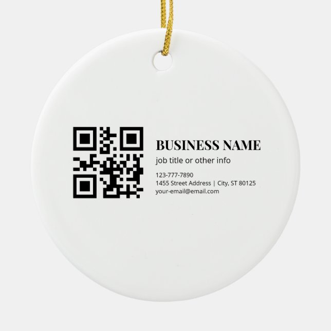 Custom QR Code Business  Name Template Ceramic Tree Decoration (Front)