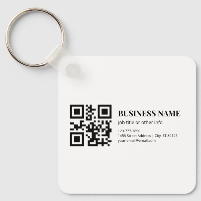 Custom QR Code Business  Name Template Key Ring (Front)
