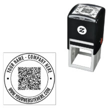 Custom QR Code Business Name Website Round Stamp