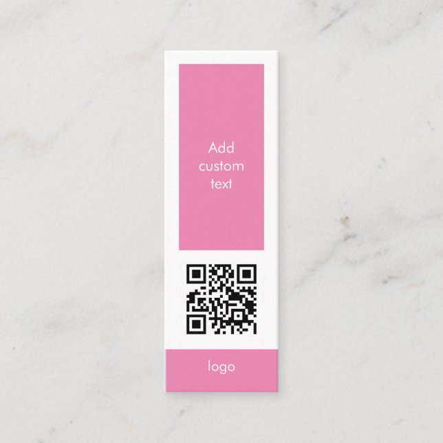 custom qr code business simple pink bookmark card (Front)