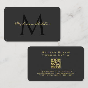 Custom QR Code Calligraphy Gold Text Name Script Business Card