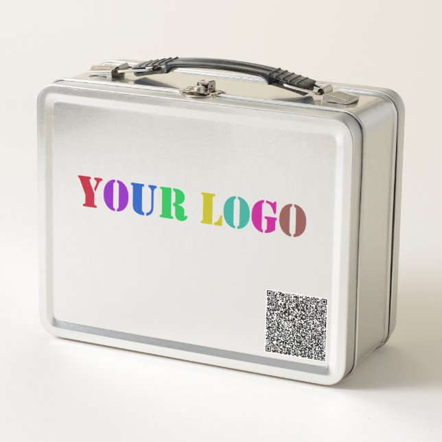 Custom QR Code Company Logo Metal Lunch Box (Front)