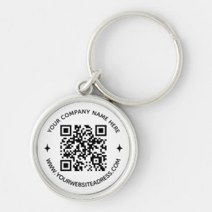 Custom QR Code Company Text Website Round Business Key Ring