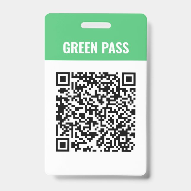 Custom Qr Code Covid Green Pass ID Badge (Front)