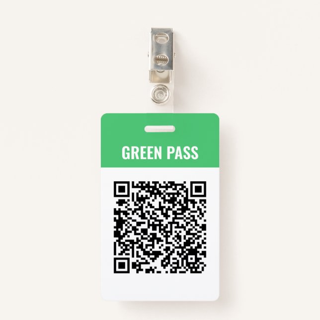 Custom Qr Code Covid Green Pass ID Badge (Front with Clip)