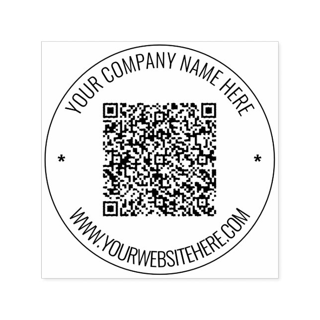 Custom QR Code Custom Text Round Self-inking Stamp (Design)