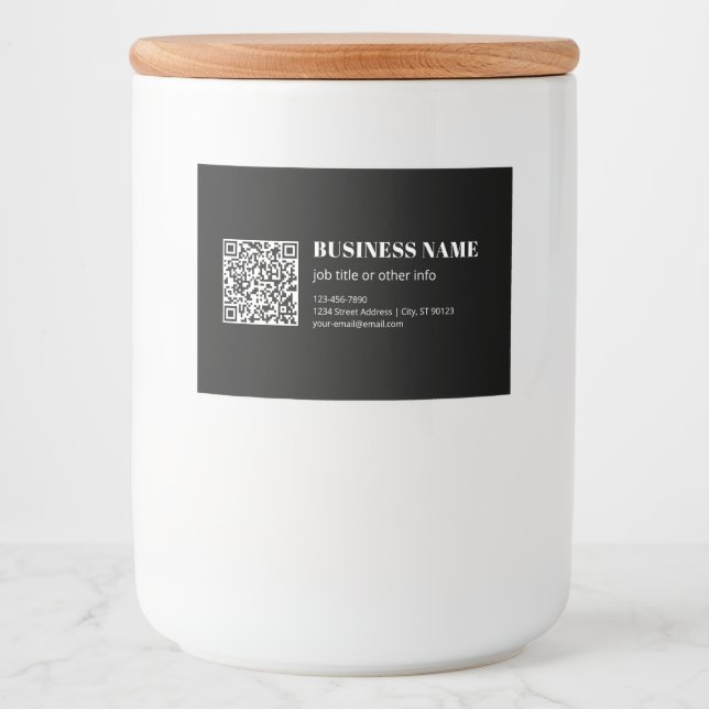 Custom QR code & Editable Retro-Modern Text Food Label (Front)