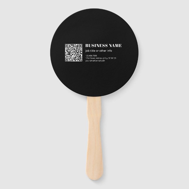 Custom QR code & Editable Retro-Modern Text Hand Fan (Front)