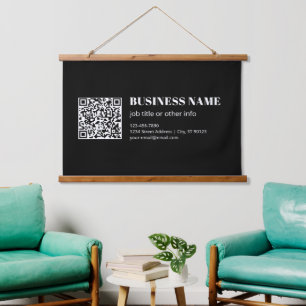 Custom QR code & Editable Retro-Modern Text Hanging Tapestry