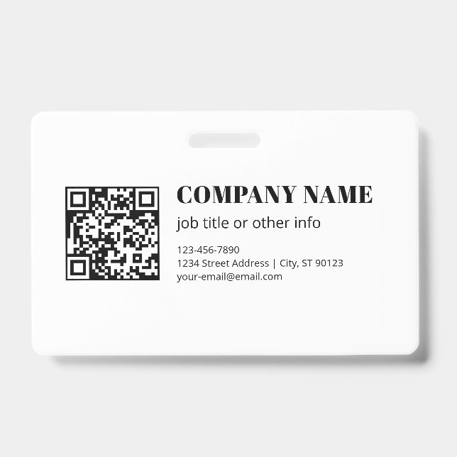 Custom QR code & Editable Retro-Modern Text ID Badge (Front)