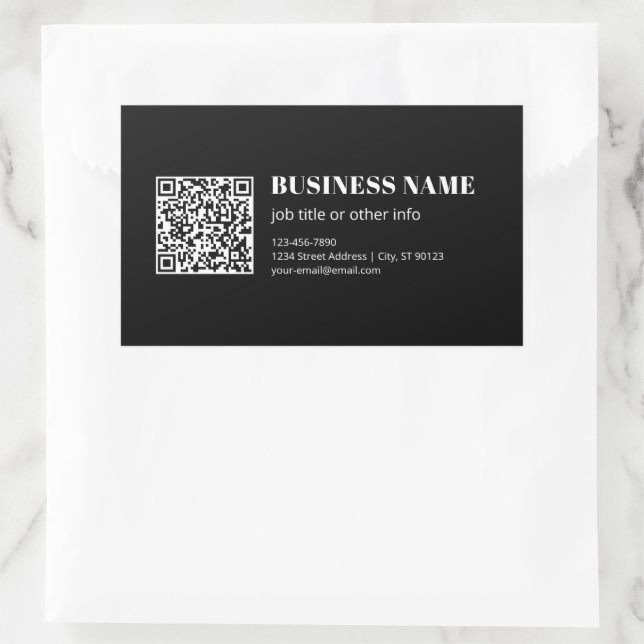 Custom QR code & Editable Retro-Modern Text Rectangular Sticker (Bag)