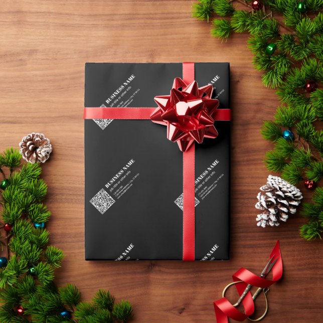 Custom QR code & Editable Retro-Modern Text Wrapping Paper (Holiday Gift)