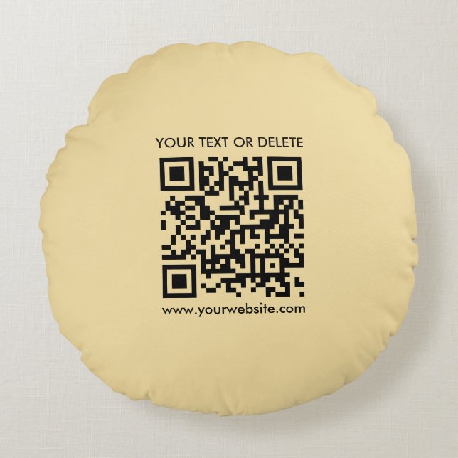 Custom QR Code Elegant Modern Template Gold Colour Round Cushion (Front)