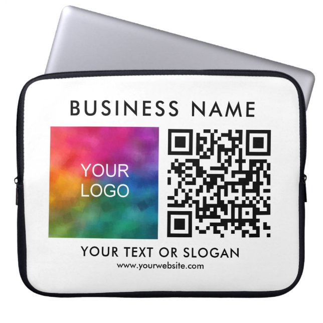 Custom QR Code Elegant Upload Business Logo Here Laptop Sleeve (Front)