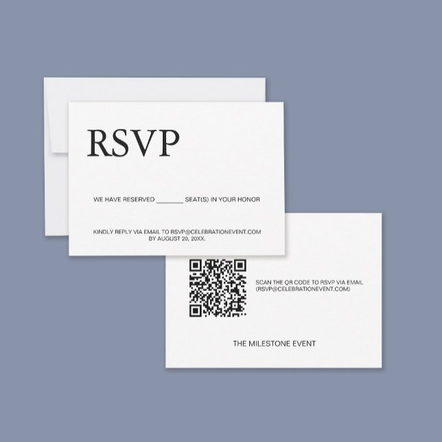 Custom QR code Email RSVP Reserved seats Card (Creator Uploaded)