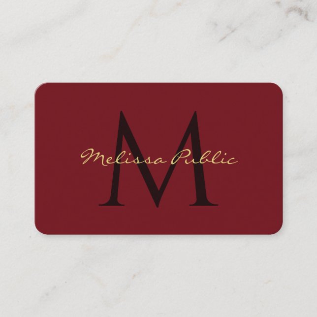 Custom QR Code Gold Text Name Script Ruby Red Business Card (Front)