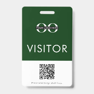 Custom QR Code Green Visitor ID Badge