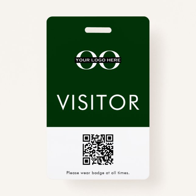 Custom QR Code Green Visitor ID Badge (Front)