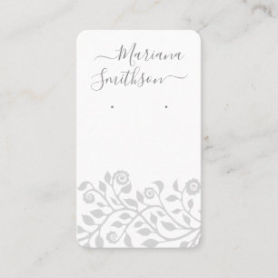   Custom QR Code Grey White Earrings Display Cards