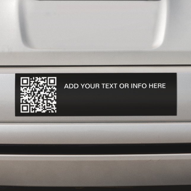 Custom QR Code l Simple Black & White Text  Bumper Sticker (Creator Uploaded)