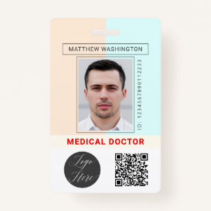 Custom QR Code Logo Employee Name Photo Hospital ID Badge