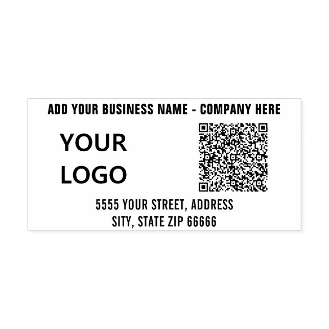 Custom QR Code Logo Name Address Self-inking Stamp (Design)
