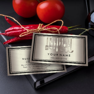 Custom QR CODE Logo Restaurant Cooking Chef Rose Business Card