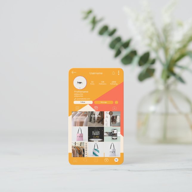 Custom QR Code Logo Social Media Business Cards (Standing Front)