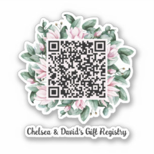 Custom QR Code Magnolia Flower Frame Gift Registry