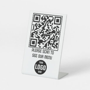 Custom QR Code Menu Pedestal Sign for Restaurants 