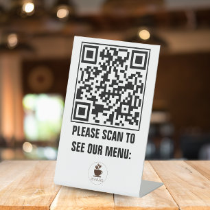 Custom QR Code Menu Pedestal Sign for Restaurants 