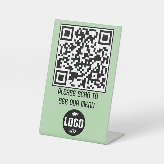 Custom QR Code Menu Pedestal Sign for Restaurants  (Front)