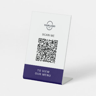Custom QR Code Menu Stand Contactless Restaurant Pedestal Sign