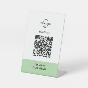Custom QR Code Menu Stand Contactless Restaurant Pedestal Sign