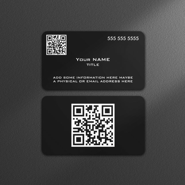 Custom QR Code Modern Black Business Card (Creator Uploaded)