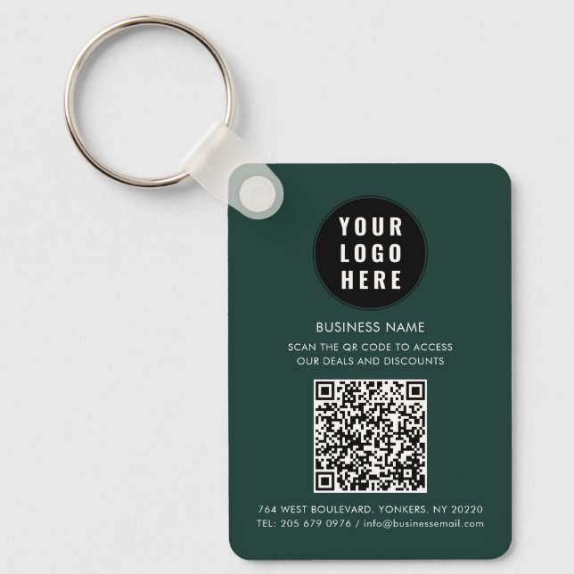  Custom QR Code Modern Logo Minimalist Business Key Ring (Front)