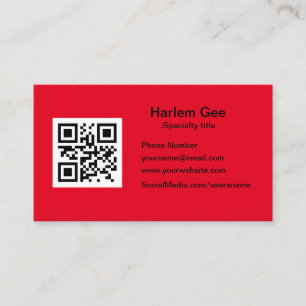 Custom QR Code Modern Red Business Card