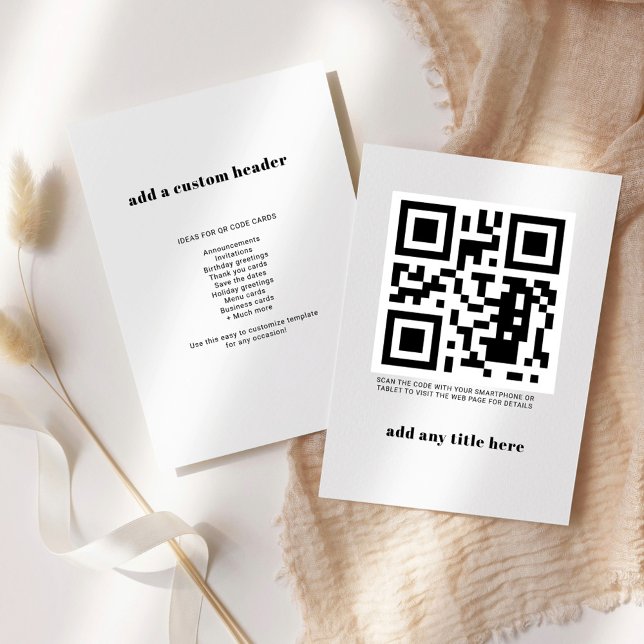 Custom QR Code Modern Trendy Card (QR Code Business Personal Ideas Note Card)