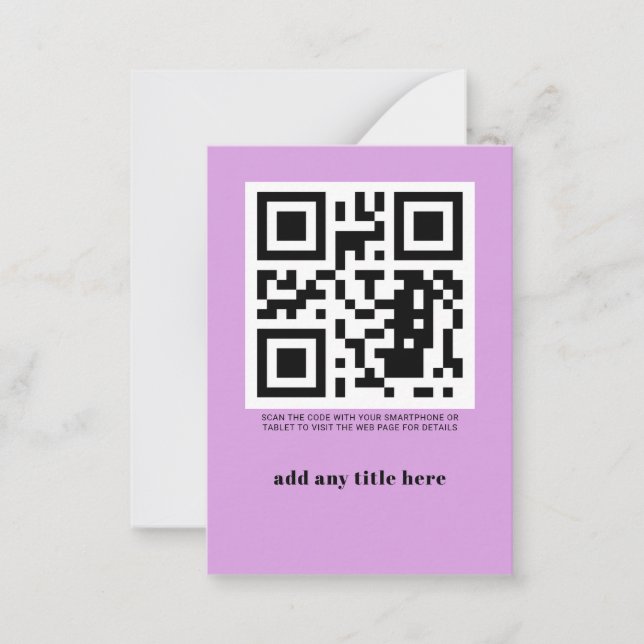 Custom QR Code Modern Trendy Note Card (Front)