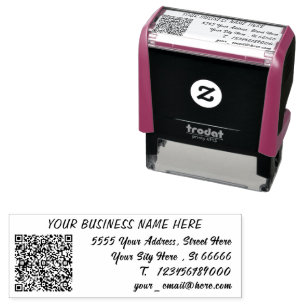 Custom QR Code Name Address Info Self-Inking Stamp