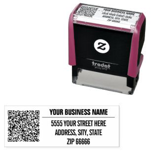 Custom QR Code Name Address Self-Inking Stamp 