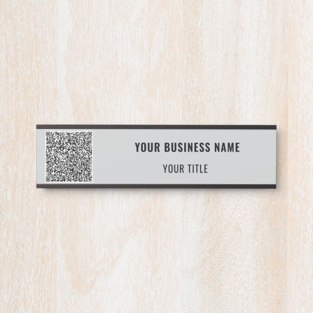 Custom QR Code Name Business Door Sign Template (Front)