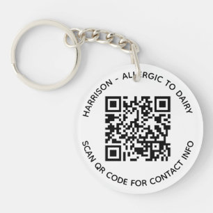 Custom QR Code name text contact info photo kids Key Ring